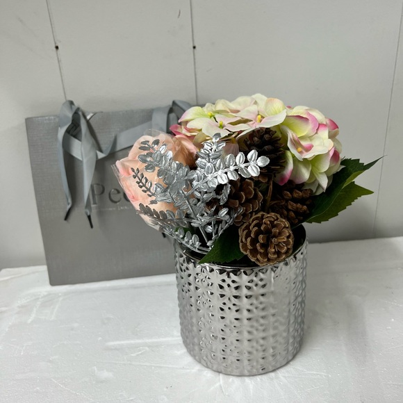 Real Touch Rose & Hydrangeas in Textured Pot w/ Gift Bag by Peony, Pink - Picture 6 of 6